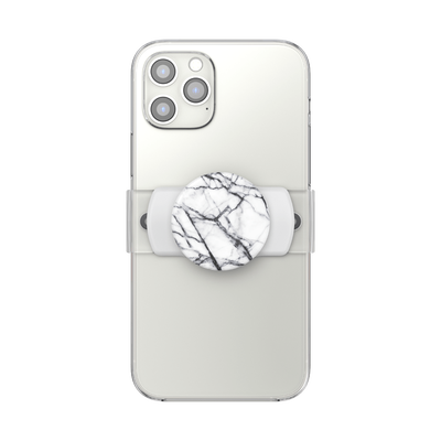 Secondary image for hover PopGrip Slide Stretch Dove White Marble on White with Square Edges